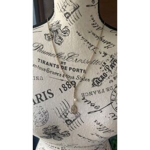 Vintage Avon Gold Tone Pearl Initial R Lariat Necklace Womens Jewelry